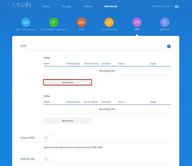 Arahan konfigurasi L2TP untuk Xiaomi Mi Router 3