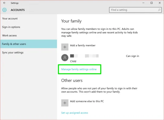Arahan untuk menyediakan dan menggunakan Kawalan Ibu Bapa pada Windows 10