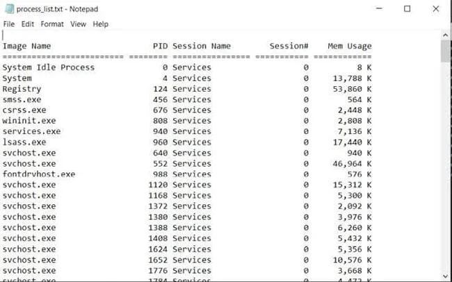 Bagaimana untuk menyimpan senarai proses yang sedang berjalan ke fail dalam Windows