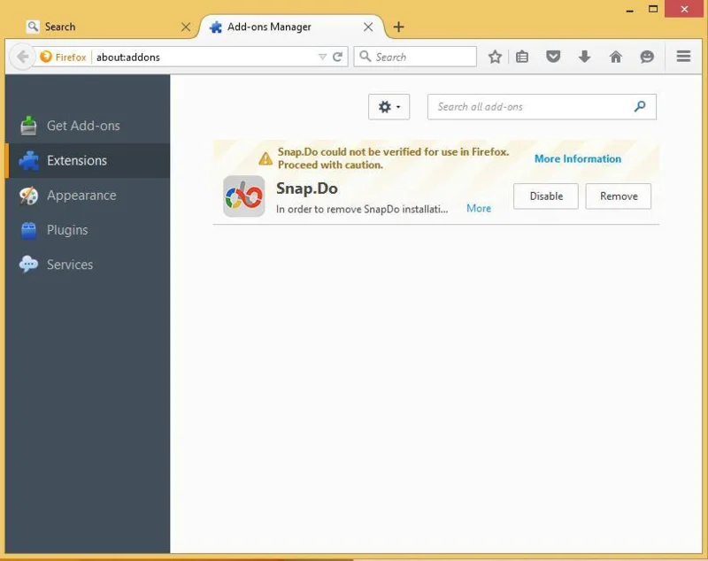 Snap.do'yu Chrome, Firefox ve Internet Explorer tarayıcılarından kaldırma talimatları