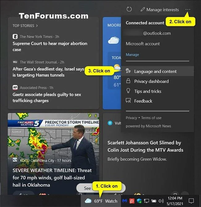 Как добавить/удалить информационные теги для новостей и интересов в Windows 10