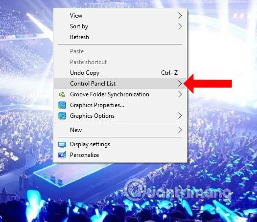 Cara membuat Senarai Panel Kawalan dalam menu klik kanan