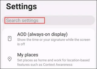 Cara mencari pilihan tetapan dalam menu Tetapan pada Android