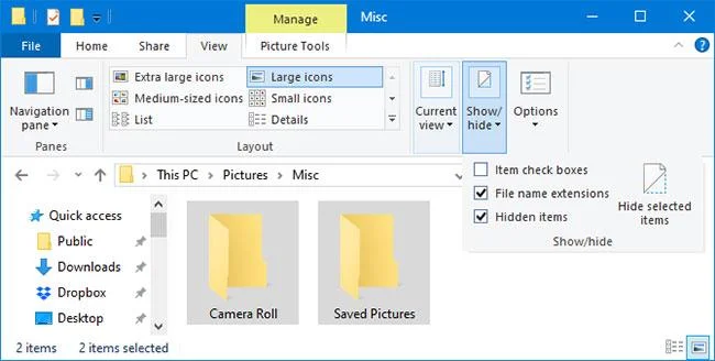 Nascondere cartelle in Windows 10