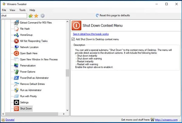 Bagaimana untuk menambah Shutdown pada menu klik kanan pada Windows 10
