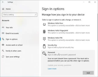 Een wachtwoord toevoegen aan een lokaal account in Windows 10