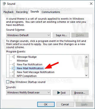Windows 10'da yeni posta bildirim sesini değiştirme