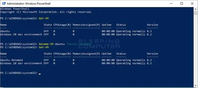 PowerShell ve Hyper-V Manager'ı kullanarak Hyper-V sanal makinesini yeniden adlandırma