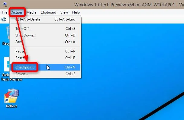 Cara membuat dan menggunakan pusat pemeriksaan Hyper-V dalam Windows 10
