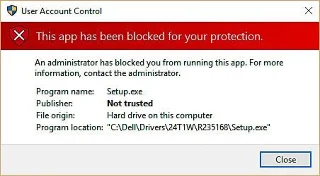 Windows 10 PC'deki koruma hatası nedeniyle bu uygulama engellendi nasıl düzeltilir?