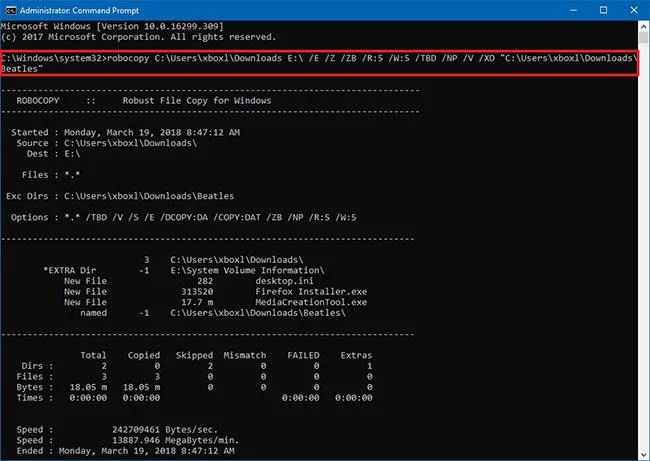 Windows 10'da Robocopy ile dosya ve klasörler nasıl hariç tutulur?