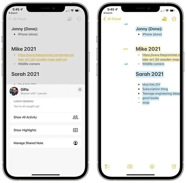 Perkara baharu dalam apl Nota dan Peringatan pada iOS 15