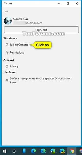 Changez la parole ou la saisie en Cortana lorsque vous appuyez sur Win+C dans Windows 10
