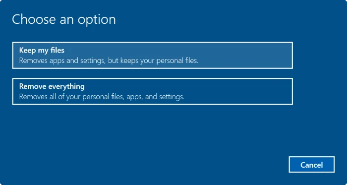 Tetapkan semula Windows 10 kepada keadaan asalnya