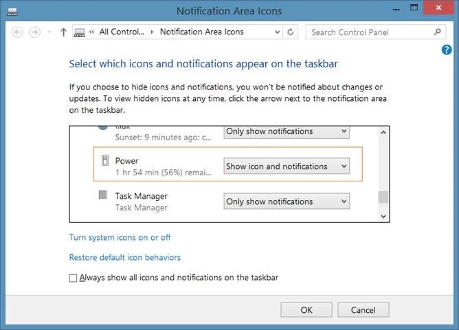 Windows 10/8/7 タスクバーでバッテリー アイコンが失われるエラー