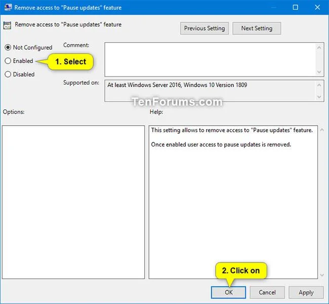 Come abilitare/disabilitare la funzionalità Pausa aggiornamenti per Windows Update in Windows 10