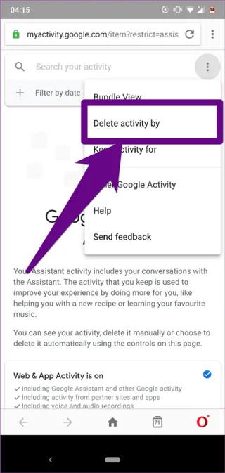 Bagaimana untuk memadamkan sejarah Google Assistant pada Android