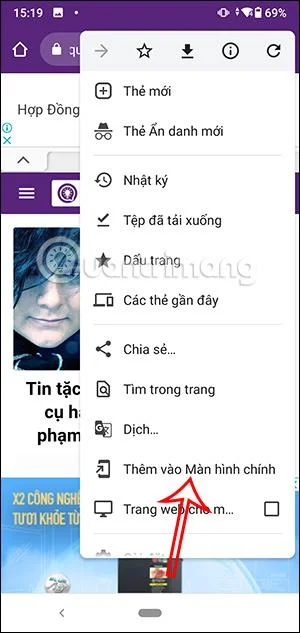 Bagaimana untuk membawa tapak web ke skrin telefon Android