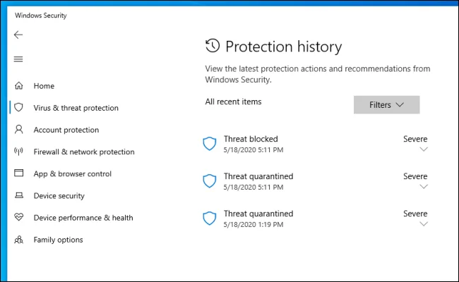 Windows Defender'ın bilgisayarınızda hangi kötü amaçlı yazılımları bulduğunu nasıl görebilirsiniz?