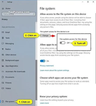 Bagaimana untuk membenarkan/menolak aplikasi mengakses sistem fail dalam Windows 10