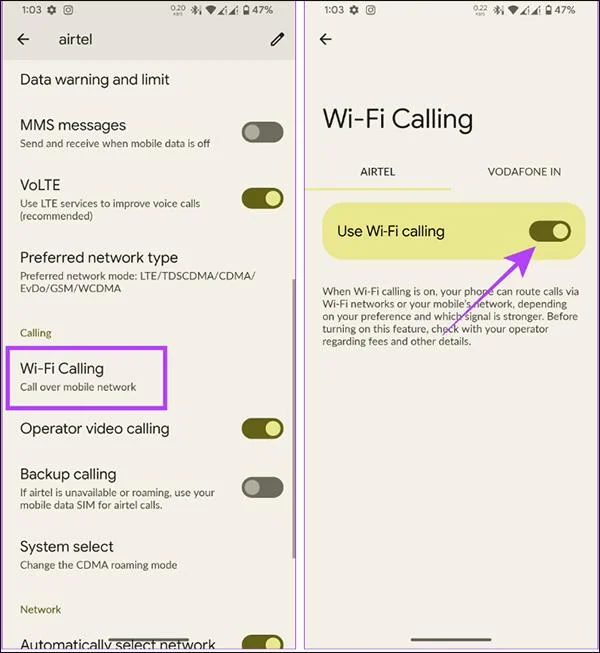 Cómo desactivar la función de llamadas WiFi en Android