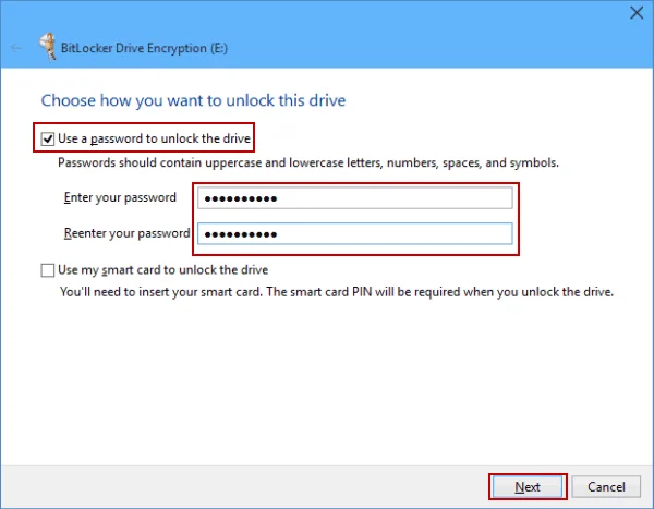 Bagaimana untuk menetapkan kata laluan cakera keras pada Windows 10