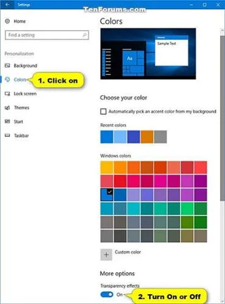 Bagaimana untuk mendayakan atau melumpuhkan kesan ketelusan dalam Windows 10