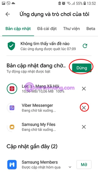 Arahan untuk mengemas kini aplikasi Android