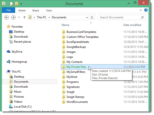 Arahan untuk menggunakan EFS untuk menyulitkan fail dan folder pada Windows 8.1 Pro