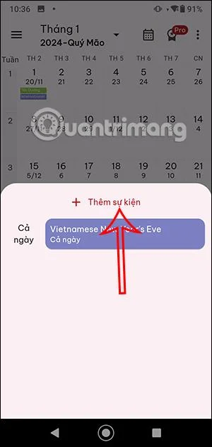 Arahan untuk melihat kalendar lunar pada skrin Android