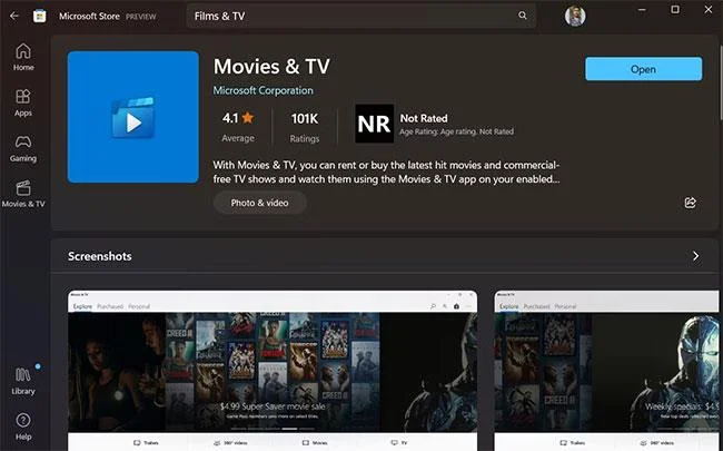 Filme & TV-App im Microsoft Store aktualisieren