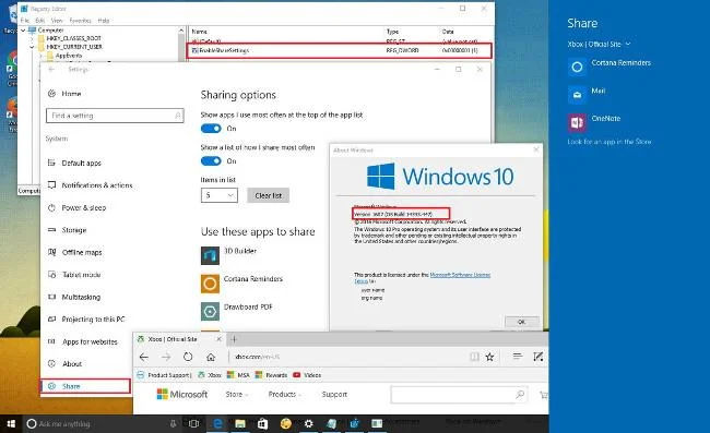 Windows 10 Ayarlar uygulamasında gizli ayarlar sayfasını (Paylaş sayfası) açmak için etkinleştirin