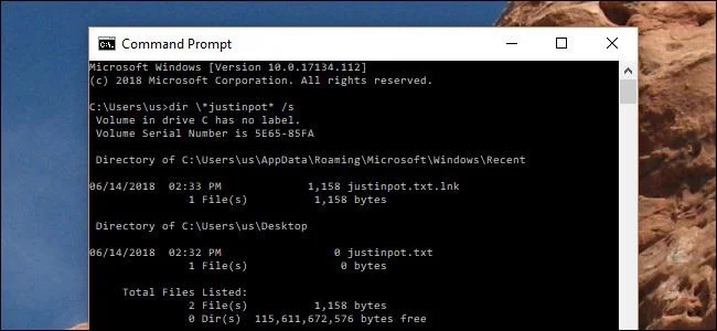 Cari fail lebih cepat daripada Windows Explorer dengan arahan Command Prompt ini