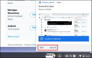 Arahan untuk mengambil tangkapan skrin Chromebook