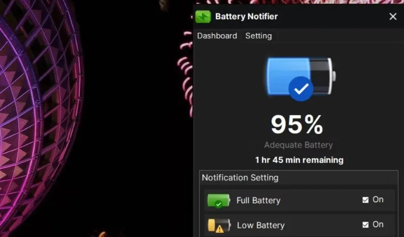 Windows 10/11 için pil tamamen şarj edilmiş bildirimi nasıl eklenir