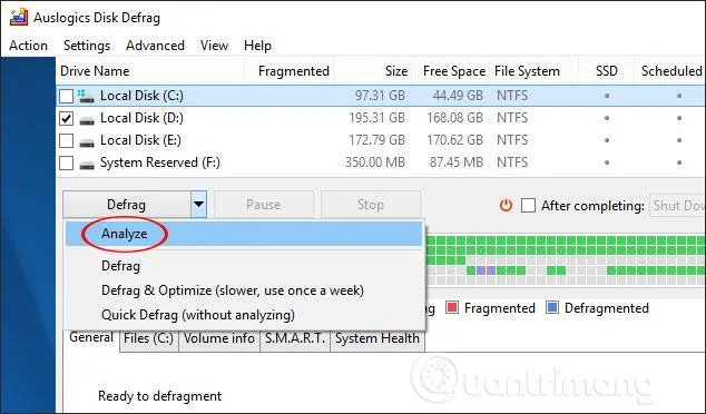 Cara menggunakan Auslogics Disk Defrag untuk menyahpecah cakera keras