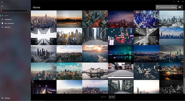 Interface de Desktop Dynamic Wallpapers