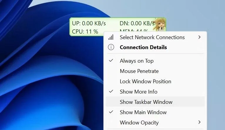 Bagaimana untuk memaparkan kelajuan Internet pada Bar Tugas Windows