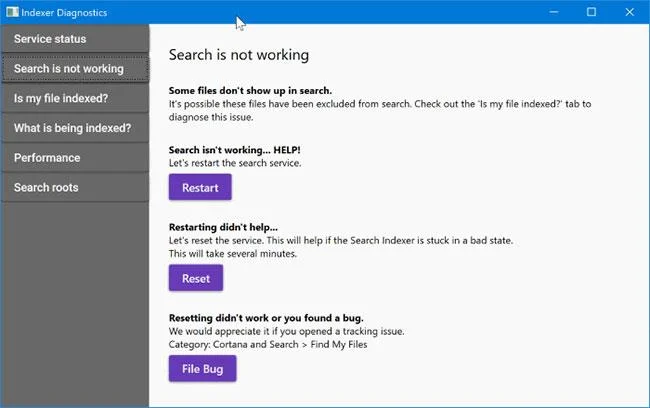 Windows 10 için Dizin Oluşturucu Tanı Aracını İndirin
