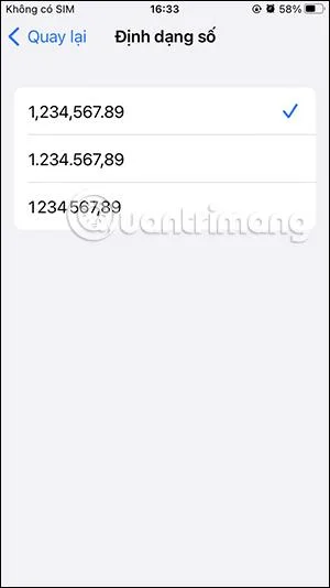 Arahan untuk menukar format nombor pada iPhone