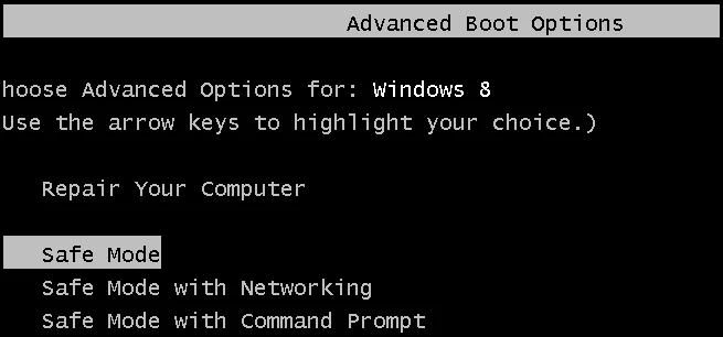 Windows 8 をセーフ モードで起動するための F8 キーを設定する手順