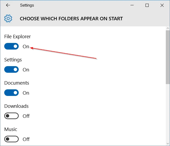 Pulihkan ikon Penjelajah Fail yang hilang pada Menu Mula Windows 10