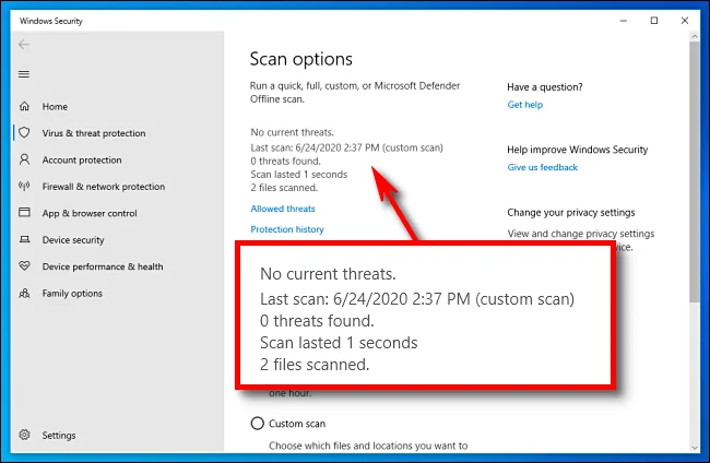 Arahan untuk menggunakan Windows Defender