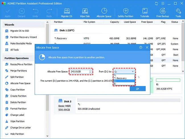 Windows 10'da boş alan bir bölümden diğerine nasıl aktarılır