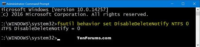 Bagaimana untuk mendayakan/melumpuhkan sokongan TRIM untuk SSD dalam Windows 10