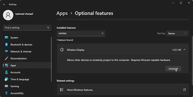 Hoe Wireless Display op Windows 11 te installeren/verwijderen