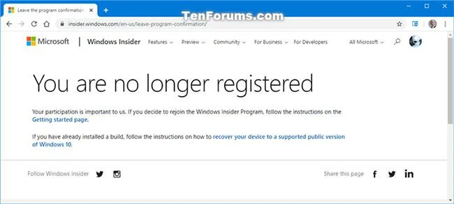 Hesap kaydını iptal etmek için Windows Insider Programından nasıl çıkılır