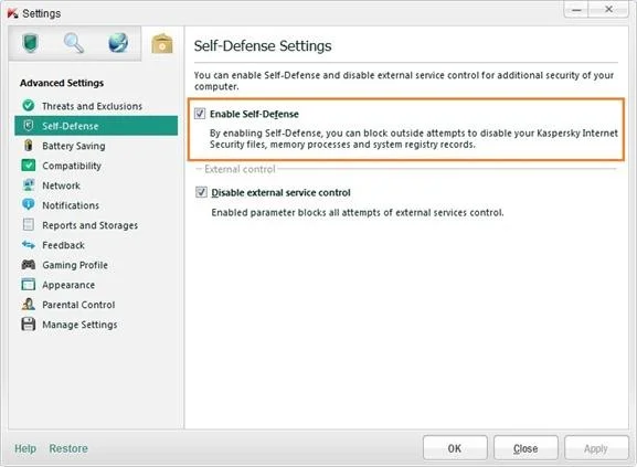 Kaspersky'de geçici depolama dosyalarını silme adımları