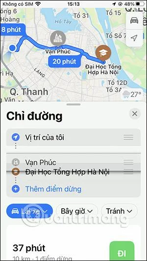 Arahan untuk menambah perhentian pada Peta Apple