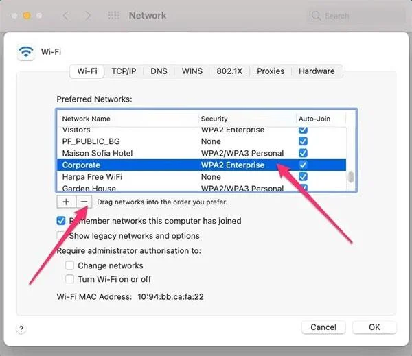 Bagaimana untuk melupakan/memadam rangkaian WiFi pada Mac